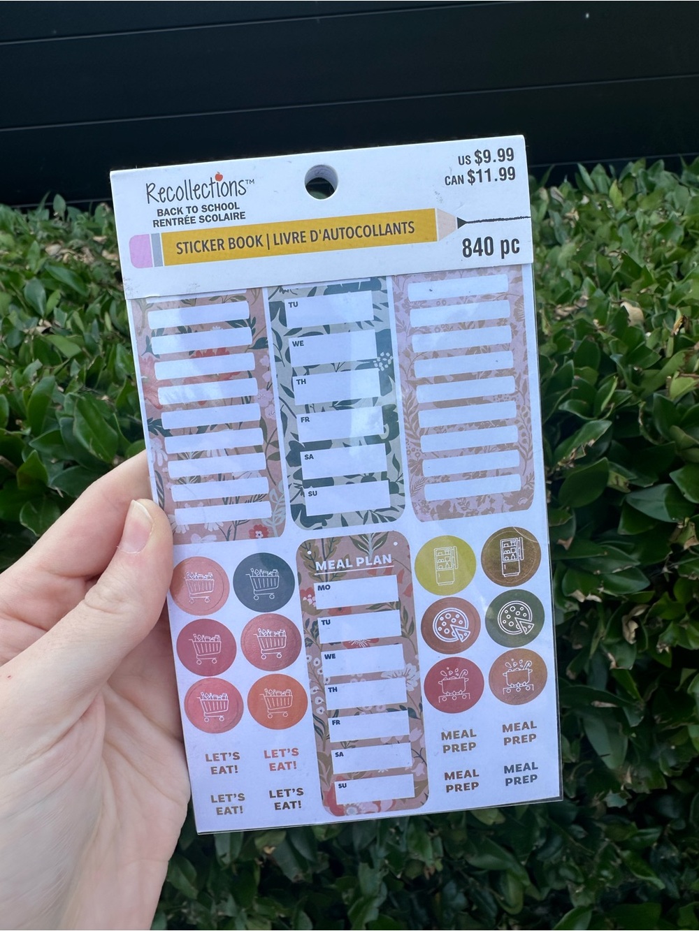 Recollections Back to School Sticker Book Meal Plan 840 pcs Planner, Journal